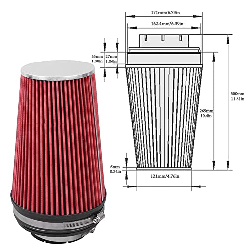 OBUYTO 4 Inch Performance Cold Air Intake Filter Kit with Shield for 99-06 GMC Chevy V8 4.8L 5.3L 6.0L Silverado 1500 2500 3500 Silver & Red - Image 4