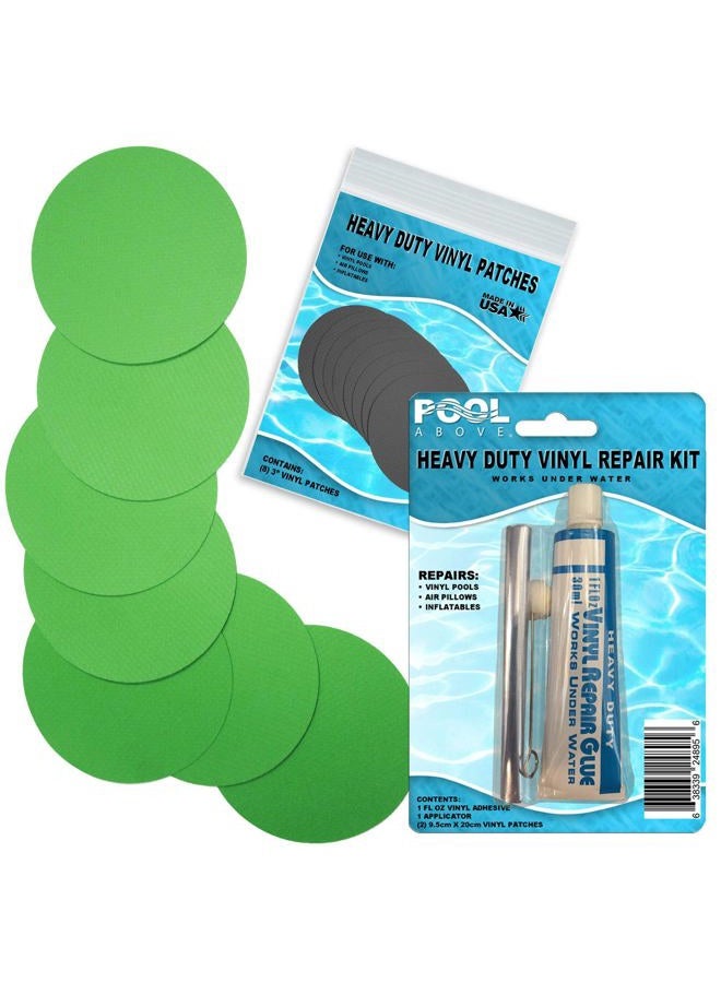 Pool Above Heavy Duty Vinyl Repair Patch Kit for Above-Ground Liner Repair; Glue and Patch Inflatables; Boat; Raft; Kayak; Air Beds; Inflatable Mattress Repair (Light Blue) - Image 2
