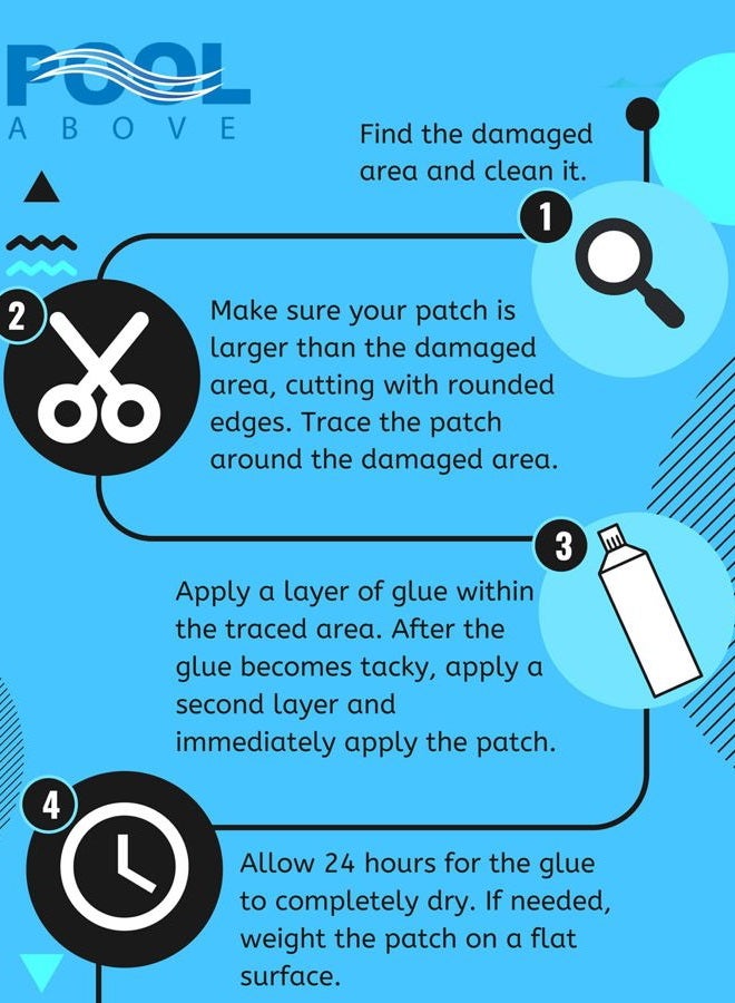 Pool Above Heavy Duty Vinyl Repair Patch Kit for Above-Ground Liner Repair; Glue and Patch Inflatables; Boat; Raft; Kayak; Air Beds; Inflatable Mattress Repair (Light Blue) - Image 5
