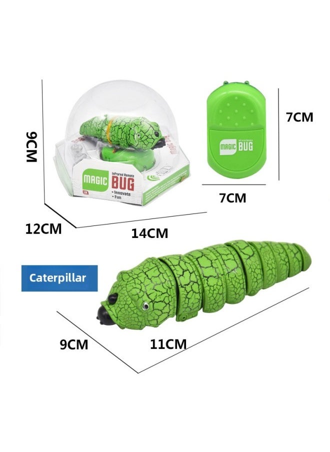 Simulation Remote Control Snake Animal Model Electric Induction Remote Control Cockroach Trick Toy A Generation Of Hair-Color:Remote Control Caterpillar Grass Green  - Image 1