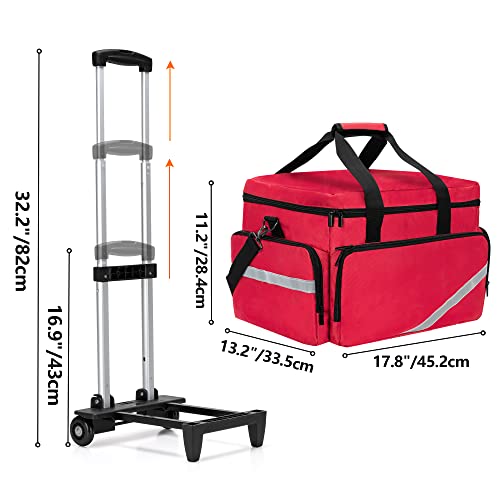 Trunab Rolling Medical Bag with Detachable Trolley, Nurse Rolling Bag with Removable Dividers 15.6” Laptop Sleeve, First Aid Responder Bag Empty for Home Health Nurses, Doctors, EMT, EMS - Image 5