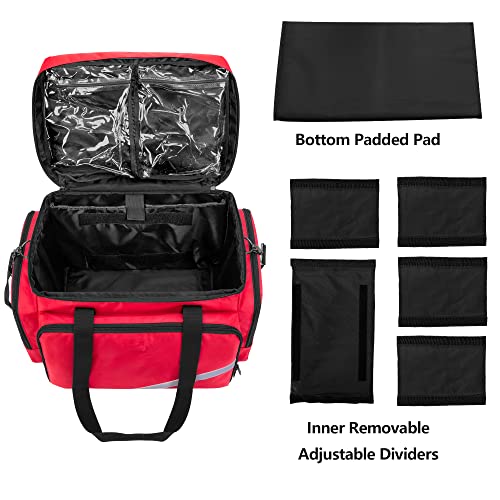 Trunab Rolling Medical Bag with Detachable Trolley, Nurse Rolling Bag with Removable Dividers 15.6” Laptop Sleeve, First Aid Responder Bag Empty for Home Health Nurses, Doctors, EMT, EMS - Image 3