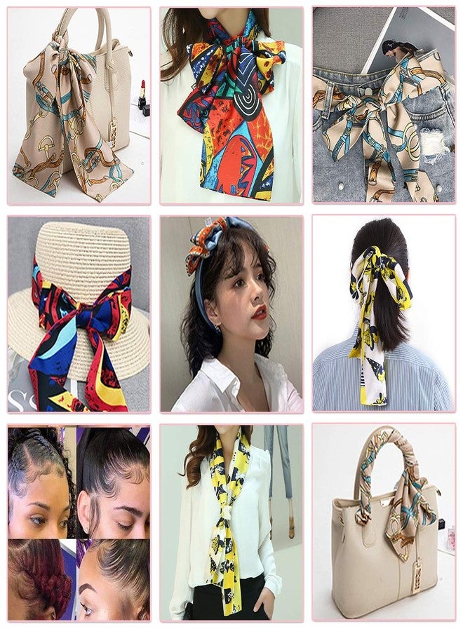 ليفين مجموعة ليفين من 3 قطع من الأوشحة النسائية الملونة بحواف ساتان، مقاس 57 × 5.5 بوصة، مصنوعة من الساتان الحريري الناعم، تُستخدم كغطاء رأس للشعر المستعار، ولربط الشعر المستعار الدانتيل، وتزيين القبعات والملابس والحقائب. - Image 5