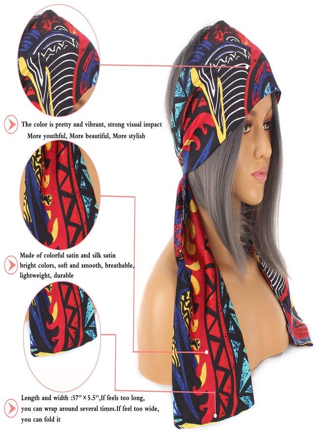 ليفين مجموعة ليفين من 3 قطع من الأوشحة النسائية الملونة بحواف ساتان، مقاس 57 × 5.5 بوصة، مصنوعة من الساتان الحريري الناعم، تُستخدم كغطاء رأس للشعر المستعار، ولربط الشعر المستعار الدانتيل، وتزيين القبعات والملابس والحقائب. - Image 3