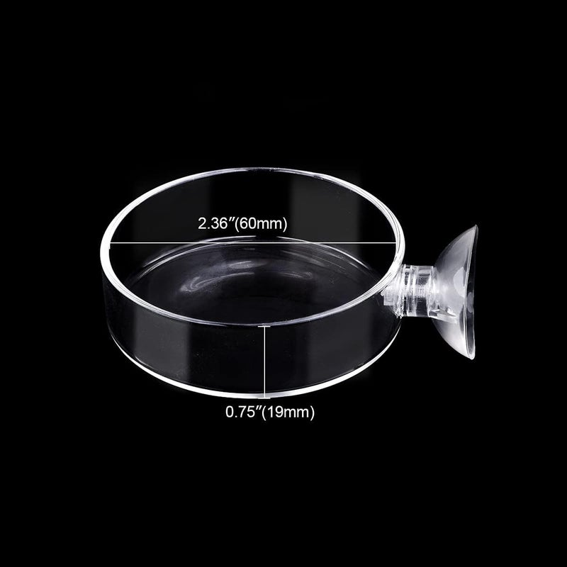 WEAVERBIRD 60mm Aquarium Shrimp Feeder Dish with Suction Glass Fish Tank Feeding Bowls Round Clear Dishes Tray - Image 2