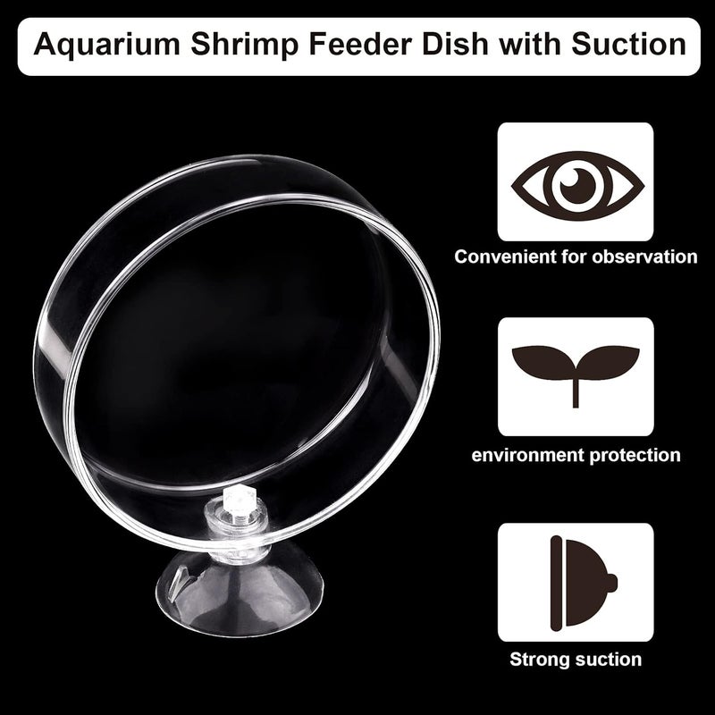 WEAVERBIRD 60mm Aquarium Shrimp Feeder Dish with Suction Glass Fish Tank Feeding Bowls Round Clear Dishes Tray - Image 5