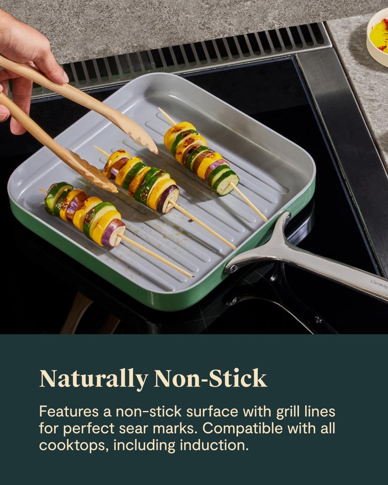 Caraway Square Grill Pan - 11” Grill Pan - Non-Stick Ceramic Coated - Non Toxic, PTFE & PFOA Free - Oven Safe & Compatible with All Stovetops - Marigold - Image 5