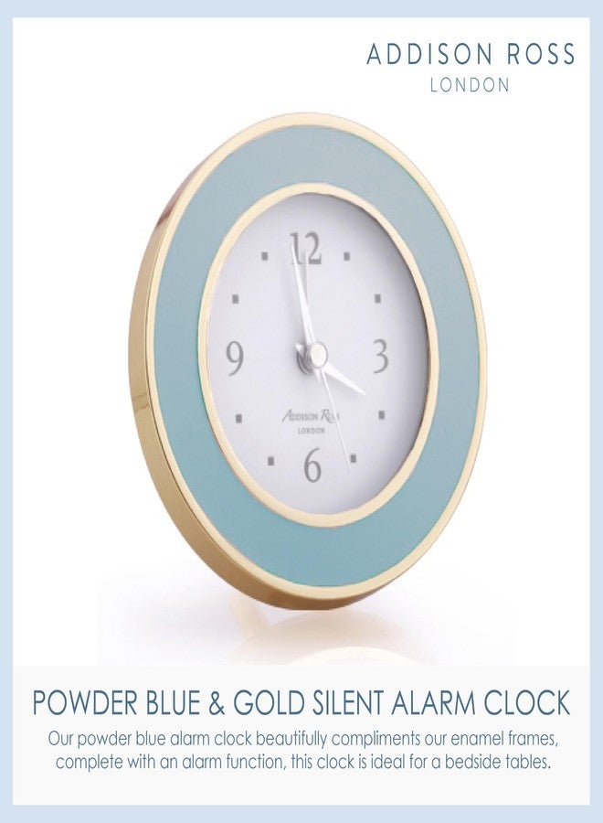 Addison Ross Powder Blue & Gold Silent Alarm Clock - Image 2