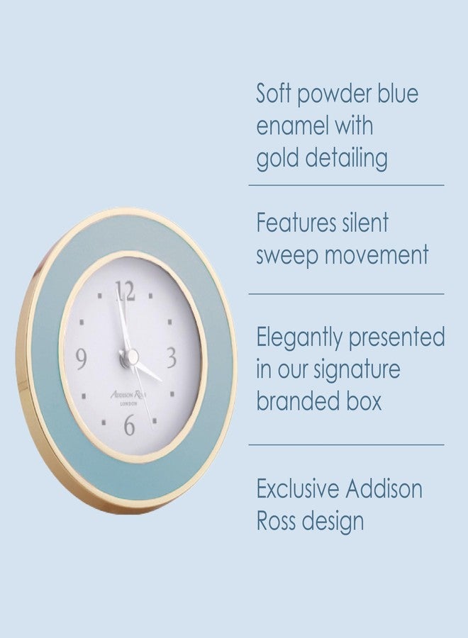 Addison Ross Powder Blue & Gold Silent Alarm Clock - Image 3
