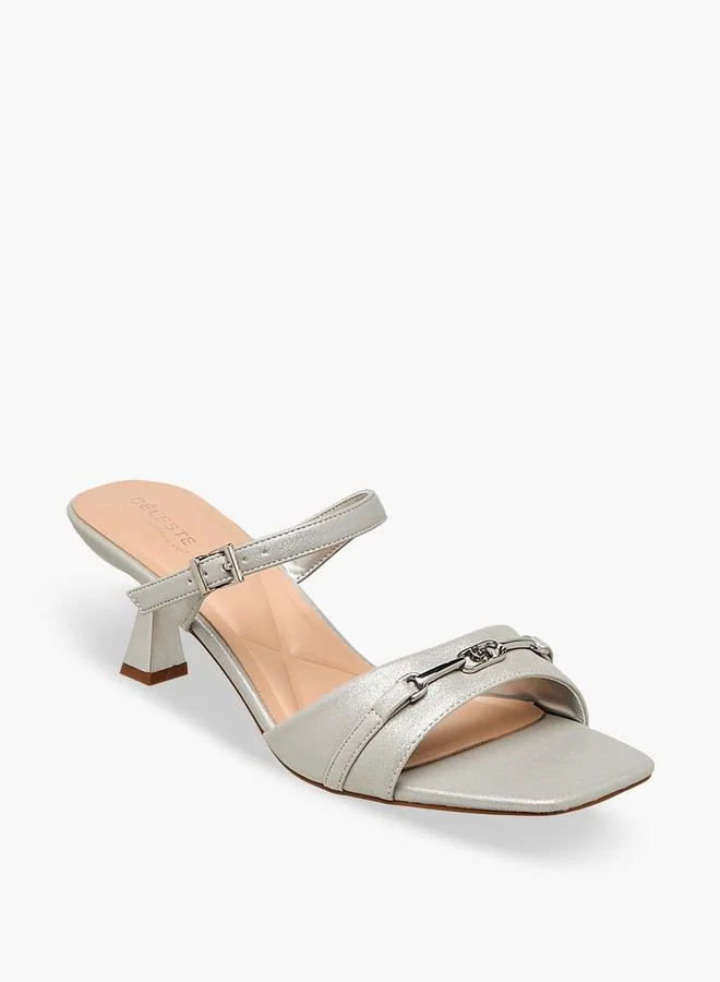 Celeste SILVER Women Flared Heel Sandals for Women | Best Price UAE