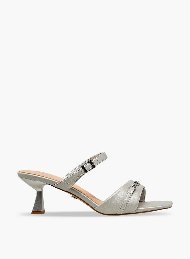 Celeste SILVER Women Flared Heel Sandals for Women | Best Price UAE