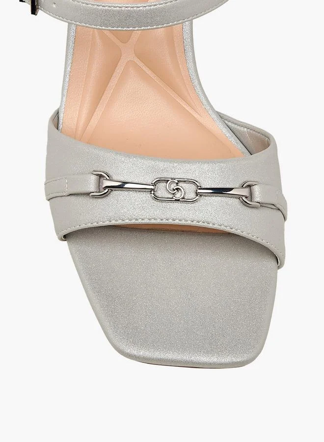 Celeste SILVER Women Flared Heel Sandals for Women | Best Price UAE