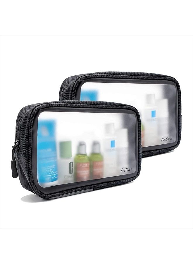 Procase [2 Pack] TSA Approved Travel Toiletry Bag Pouch, Matte Clear Quart Size Bag Carry-On Airport Airline Compliant Bag Travel Makeup Cosmetic Bag for Toiletries Liquids Creams and Cosmetics - Image 2