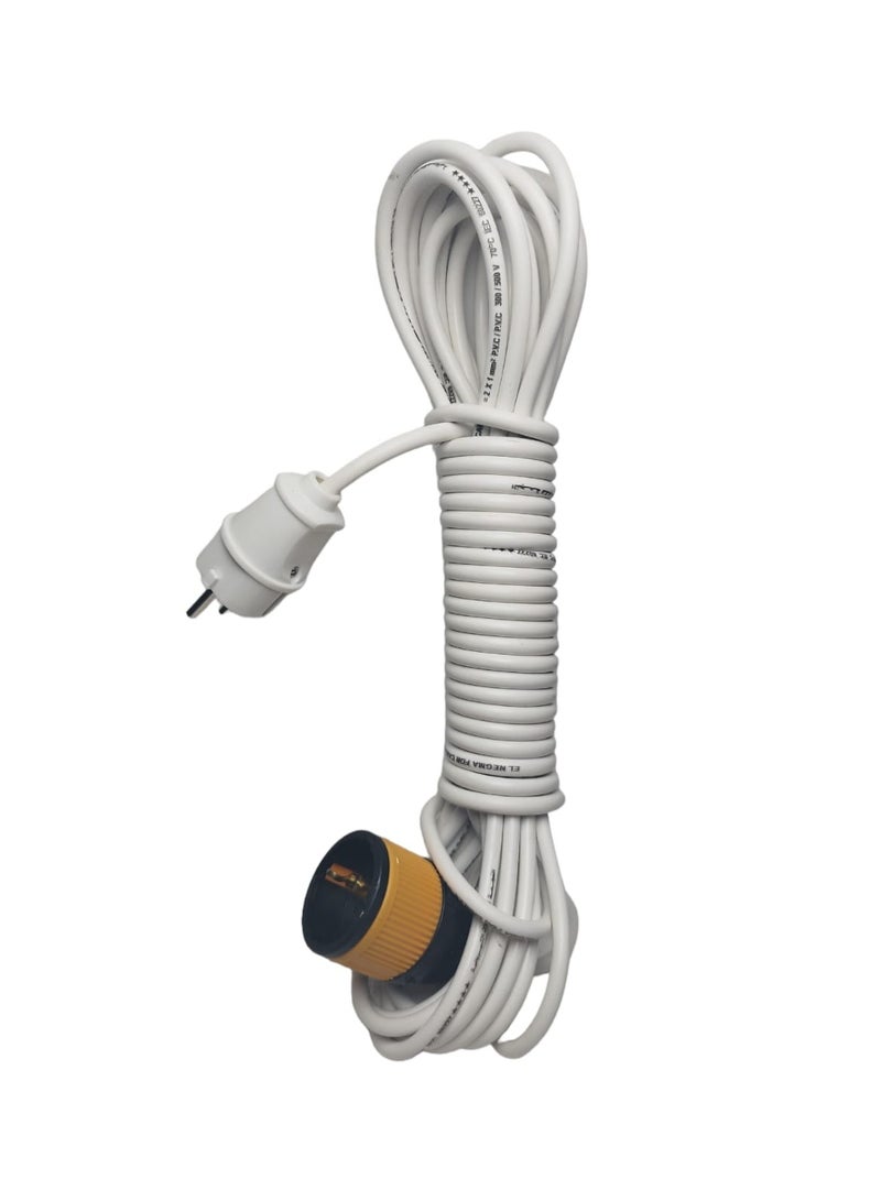 Electrical connection, 9.5 meters long, with a male socket + 16 amp outlet, 1 mm wire diameter, thermometer - Image 1
