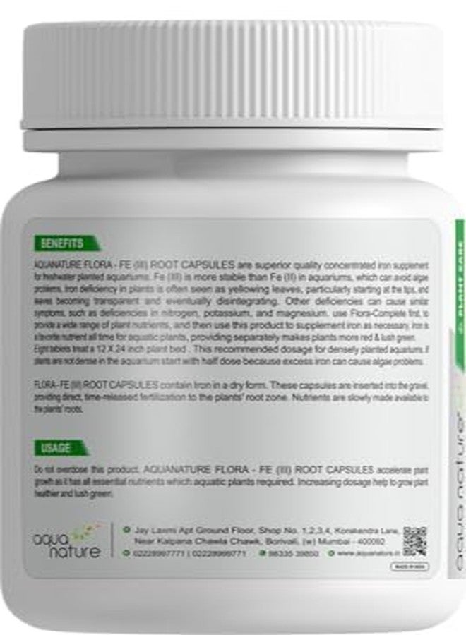 الطبيعة المائية كبسولات جذور AquaNature® Flora Fe (III) مغذيات بطيئة الإطلاق لأحواض السمك المزروعة بالمياه العذبة (30 قرصًا) - Image 2
