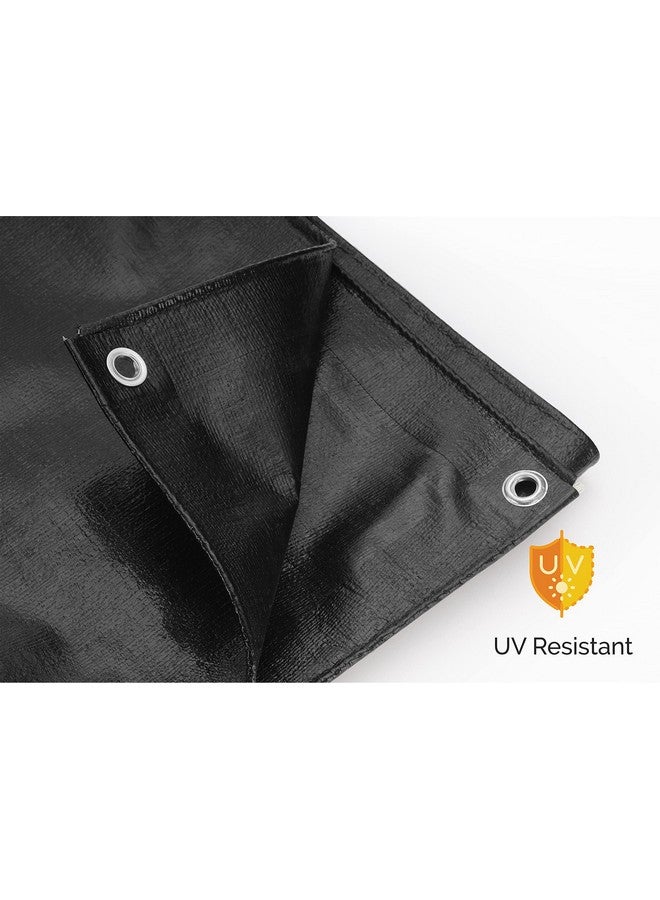 SIGMA (LABLE) 12FT X 10FT 230 GSM Waterproof Tarpaulin Heavy Duty HDPE Sheet Super Strong Tirpal, 250 Micron UV Treated Rain, Roof, Shed Protection Multipurpose Cover, Black (Eyelets Every 3ft) - Image 2