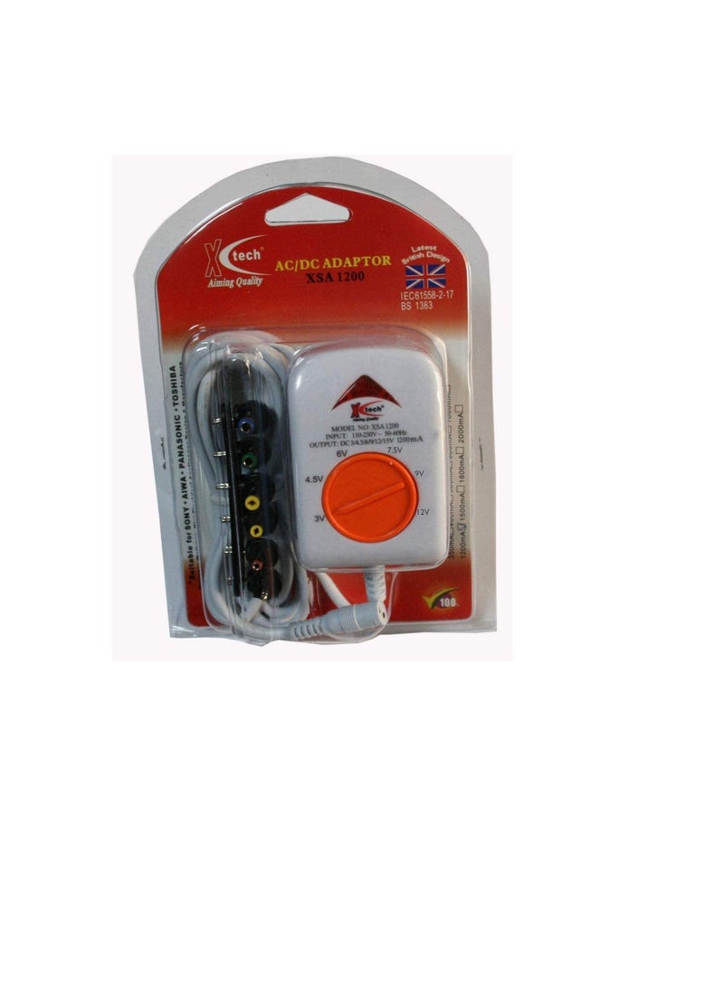 إكس تك X Tech AC to DC 3V 4.5V 6V 7.5V 9V 12V محول الطاقة مع إخراج 1200mA - Image 1