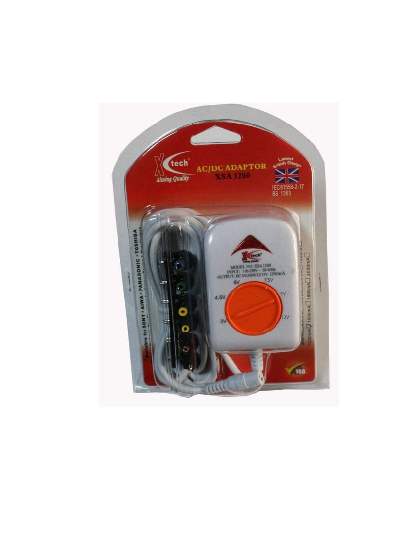 إكس تك X Tech AC to DC 3V 4.5V 6V 7.5V 9V 12V محول الطاقة مع إخراج 1200mA - Image 3