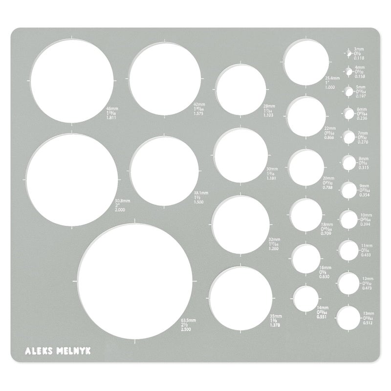 Aleks Melnyk No200 Metal Circle Template Metric Circle Tracers for Drawing Ruler Template for Drafting Round Stencil Architect Tool Stencil Painting