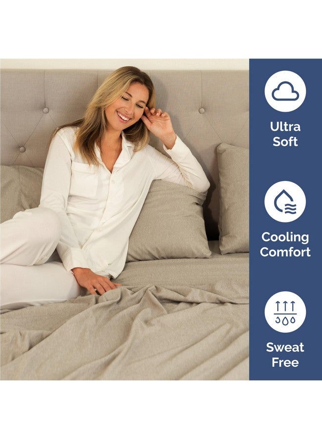 CGK Unlimited King 6 Piece Sheet Set - Breathable & Cooling - Hotel Luxury Bedding for Women, Men, Kids & Teens - 1 Flat & 1 Fitted Sheet & 4 Pillowcases w/ Deep Pockets - Soft and Wrinkle Free - Heathered Beige - Image 4