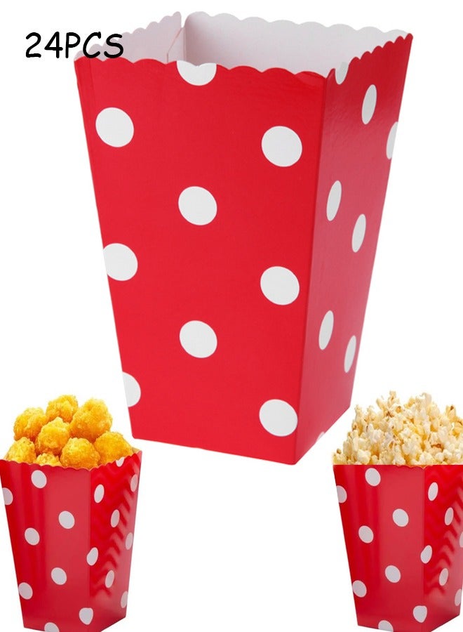 24Pcs Colorful Popcorn Boxes and Snack Bags Portable French Fries Serving Container for Parties and Events for Home Use and Celebrations - Image 1