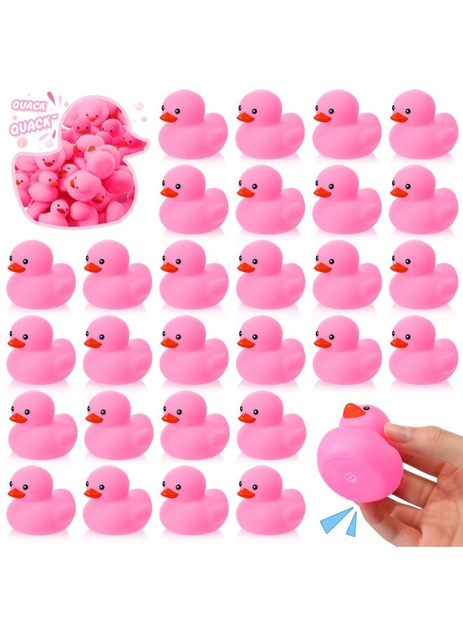 Hungdao 24 Pieces 2 Inch Mini Rubber Duck Bath Toys Squeaky Rubber Ducks Float Bathtub Ducks For Baby Shower Birthday Party Favors Classroom Carnival Prizes Car Decor Supplies (Pink) - Image 1