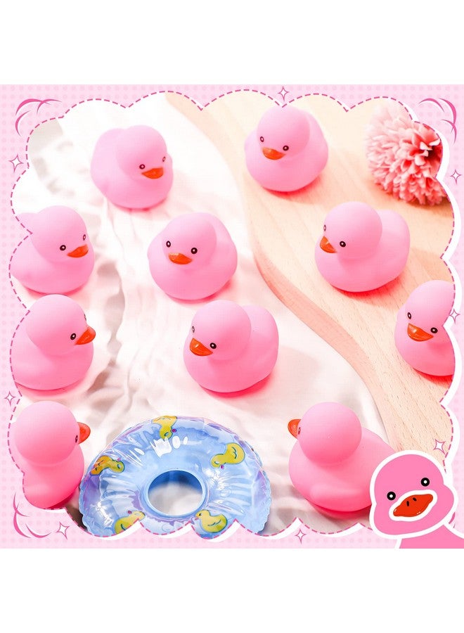 Hungdao 24 Pieces 2 Inch Mini Rubber Duck Bath Toys Squeaky Rubber Ducks Float Bathtub Ducks For Baby Shower Birthday Party Favors Classroom Carnival Prizes Car Decor Supplies (Pink) - Image 5