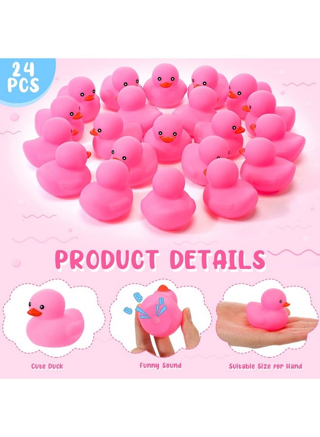 Hungdao 24 Pieces 2 Inch Mini Rubber Duck Bath Toys Squeaky Rubber Ducks Float Bathtub Ducks For Baby Shower Birthday Party Favors Classroom Carnival Prizes Car Decor Supplies (Pink) - Image 3