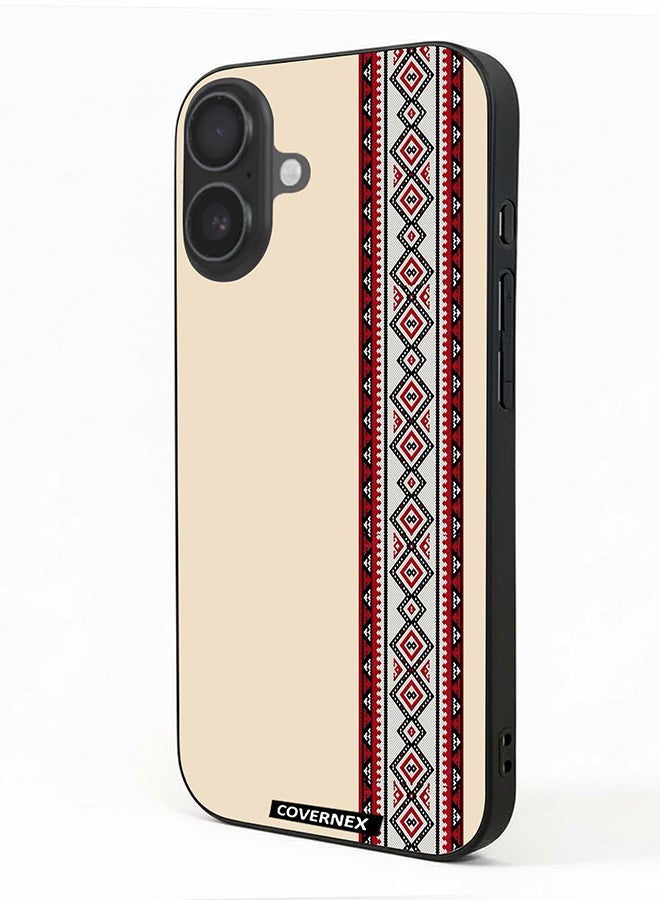Covernex Apple iPhone 16 Protective Case Cover Printed Featuring Traditional Tribal Embroidery Strip - Image 1