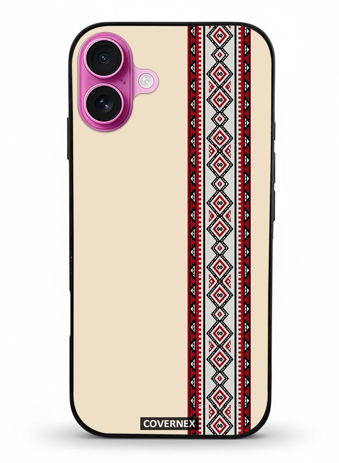 Covernex Apple iPhone 16 Protective Case Cover Printed Featuring Traditional Tribal Embroidery Strip - Image 2