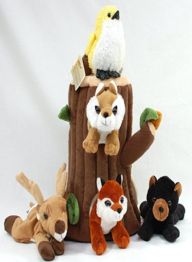 Unipak Special Edition Plush Treehouse with Animals - Tree Stump + Five (5) Stuffed Forest Animals (Fox, Elk, Bird, Black Bear, and Chipmunk) - Image 2