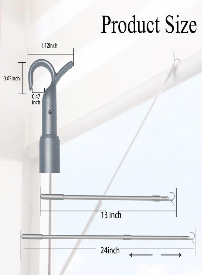 Lihopefe قضيب سحب ستائر Lihopefe للستائر الدوارة اللاسلكية، طول قابل للتعديل من 13 إلى 24 بوصة، تصميم سهل الإمساك بنمط زيبرا، سهل السحب لأعلى ولأسفل - Image 4