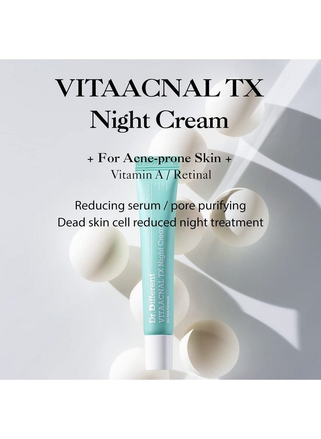 Dr.Different Vitaacnal Tx Night Cream For Face - Soothing & Nourishing Retinal Sebum Control Night Cream For Acne-Prone Skin - Blackheads Care Oil-Free Treatment Removes Dead Skin Cells 0.7Oz.  - Image 2
