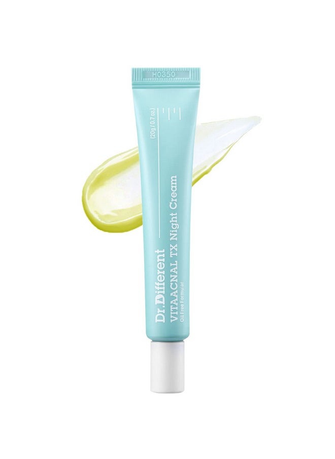 Dr.Different Vitaacnal Tx Night Cream For Face - Soothing & Nourishing Retinal Sebum Control Night Cream For Acne-Prone Skin - Blackheads Care Oil-Free Treatment Removes Dead Skin Cells 0.7Oz.  - Image 1