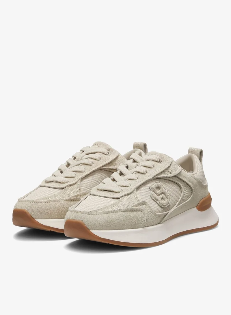 بوس Suede sneakers with Double B monogram