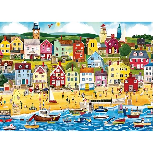 lamplig Puzzles for Adults 1000 Pieces Jigsaw Puzzles Seaside City Beach 1000 Pieces Puzzles with Letters on Back Puzzle for Fun Game Nights 276x205 inch 11 Poster - Image 1