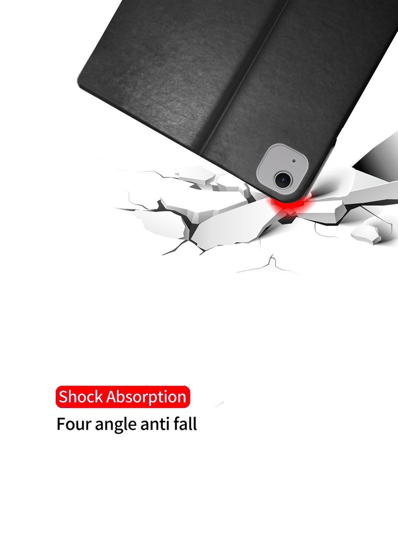 Wtech Apple iPad Air 11 5G 2024 (iPad Air 6th Generation M2) 11 Inch / Apple iPad Air 11‑inch (M3) 2025 Classic PU Leather Trifold Stand Flip Case Cover - Black - Image 5