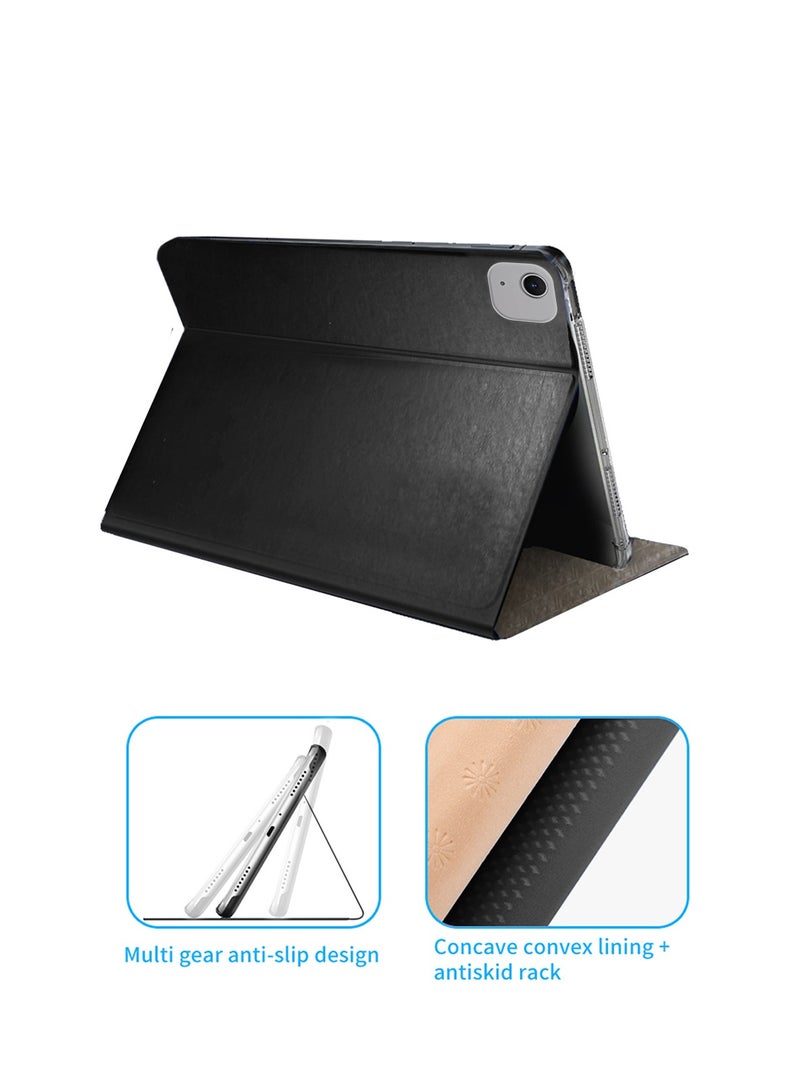 Wtech Apple iPad Air 11 5G 2024 (iPad Air 6th Generation M2) 11 Inch / Apple iPad Air 11‑inch (M3) 2025 Classic PU Leather Trifold Stand Flip Case Cover - Black - Image 2