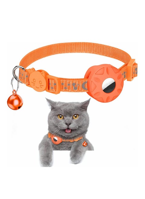 Cat Collar for Airtag, Refective Collar for Cat with Safety Buckle and Waterproof for Air Tag Holder in 3/8" Width, Cat Collar Compatible with Apple Airtag for Cat Dog Kitten Puppy
