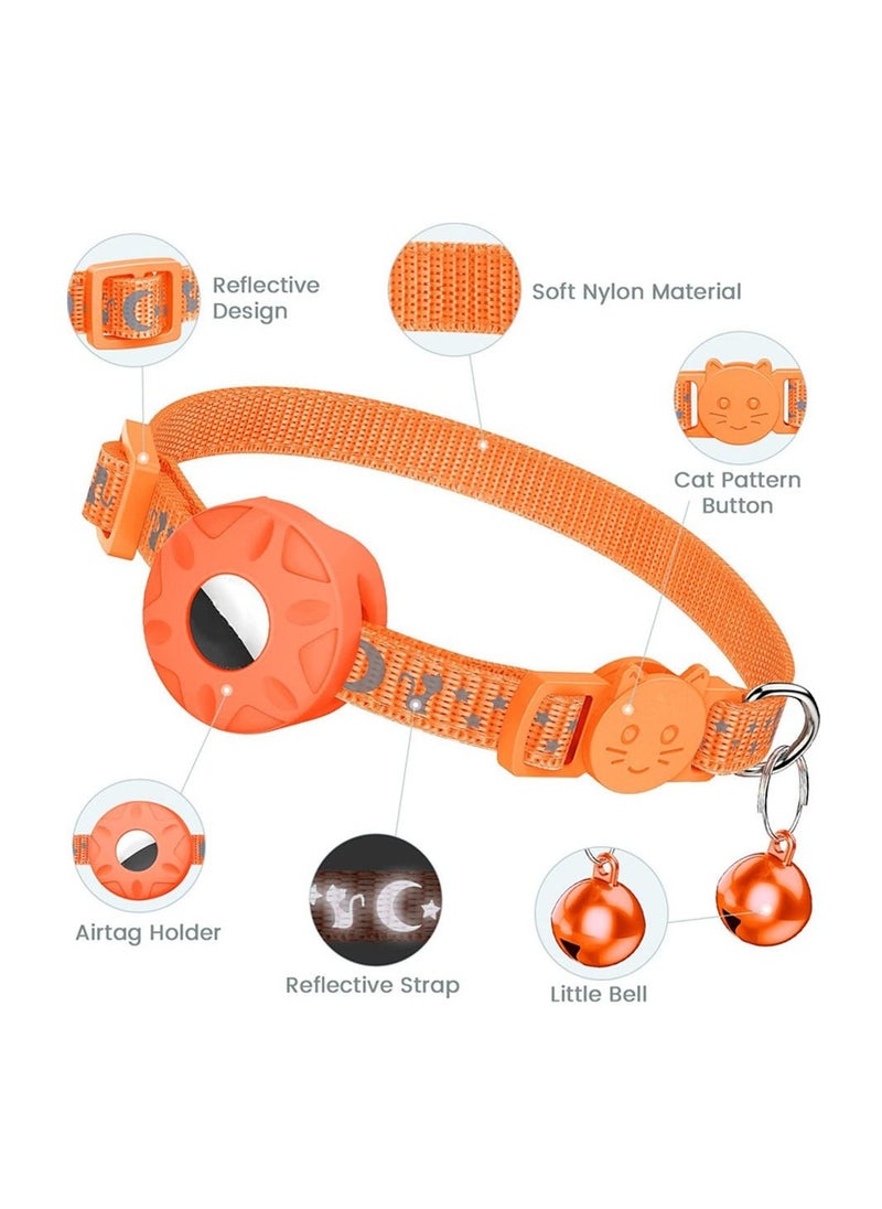 Cat Collar for Airtag, Refective Collar for Cat with Safety Buckle and Waterproof for Air Tag Holder in 3/8" Width, Cat Collar Compatible with Apple Airtag for Cat Dog Kitten Puppy