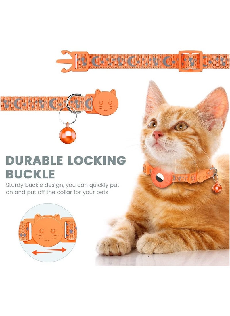 Cat Collar for Airtag, Refective Collar for Cat with Safety Buckle and Waterproof for Air Tag Holder in 3/8" Width, Cat Collar Compatible with Apple Airtag for Cat Dog Kitten Puppy
