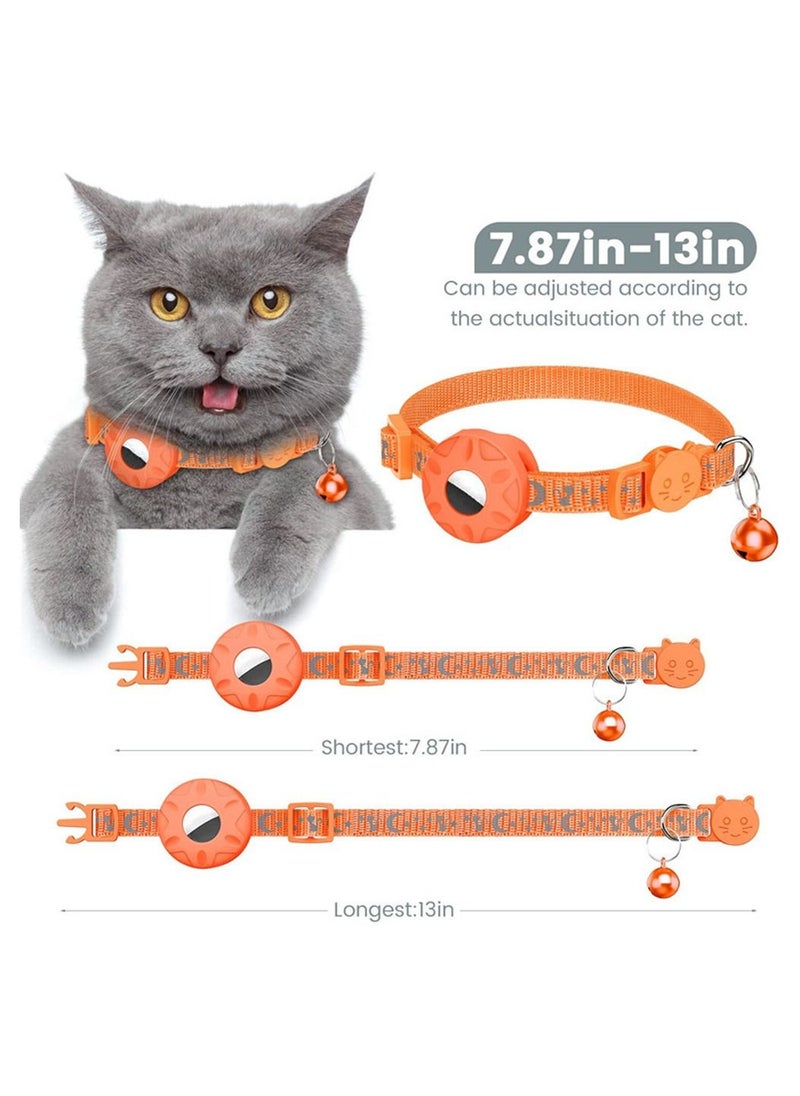Cat Collar for Airtag, Refective Collar for Cat with Safety Buckle and Waterproof for Air Tag Holder in 3/8" Width, Cat Collar Compatible with Apple Airtag for Cat Dog Kitten Puppy