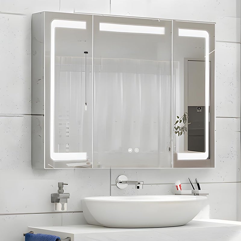 Janboe Janboe Stainless Steel LED Medicine CabinetBathroom Mirror Cabinet with Light3 ColorDimmableEquipped with DefoggerUSB Shavor SocketInternal Light3632 Inch 