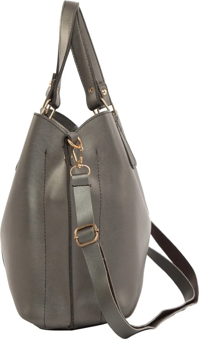 باجموري Silver Three Compartment Bag with Snap Detail