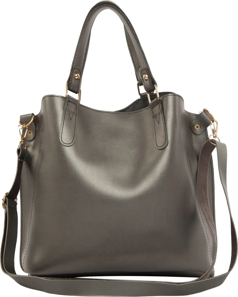 باجموري Silver Three Compartment Bag with Snap Detail