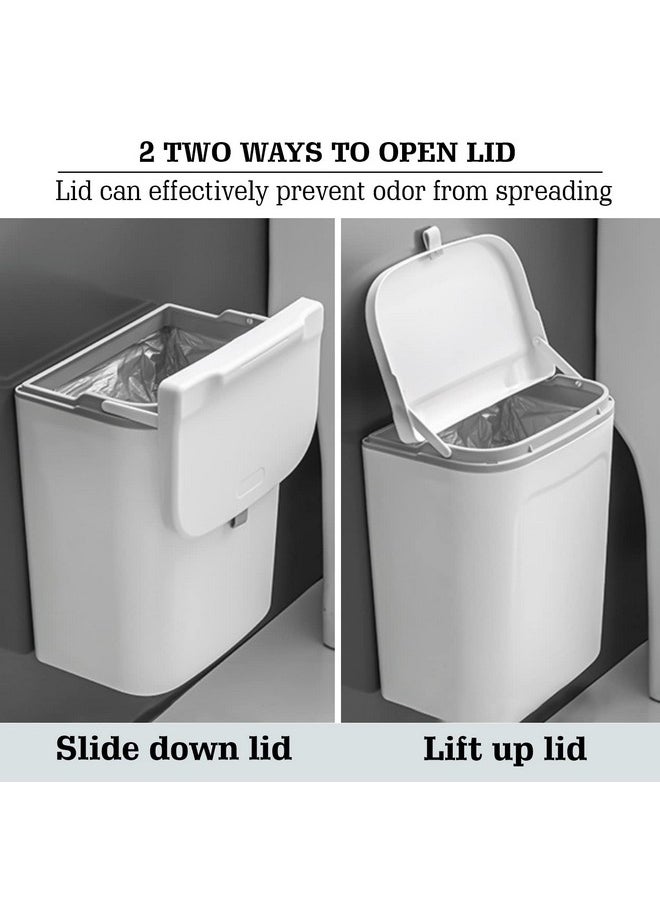 HOKIPO - HOKIPO Plastic Hanging/Wall Mounted Dustbin For Bathroom Toilet Kitchen Home Or Office, White, Pack Of 1 (AR3992), Open-Top - Image 1
