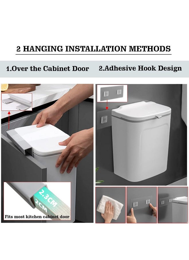 HOKIPO - HOKIPO Plastic Hanging/Wall Mounted Dustbin For Bathroom Toilet Kitchen Home Or Office, White, Pack Of 1 (AR3992), Open-Top - Image 1