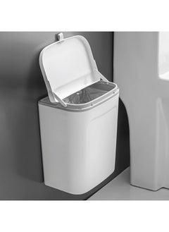 HOKIPO Plastic Hanging/Wall Mounted Dustbin For Bathroom Toilet Kitchen Home Or Office, White, Pack Of 1 (AR3992), Open-Top