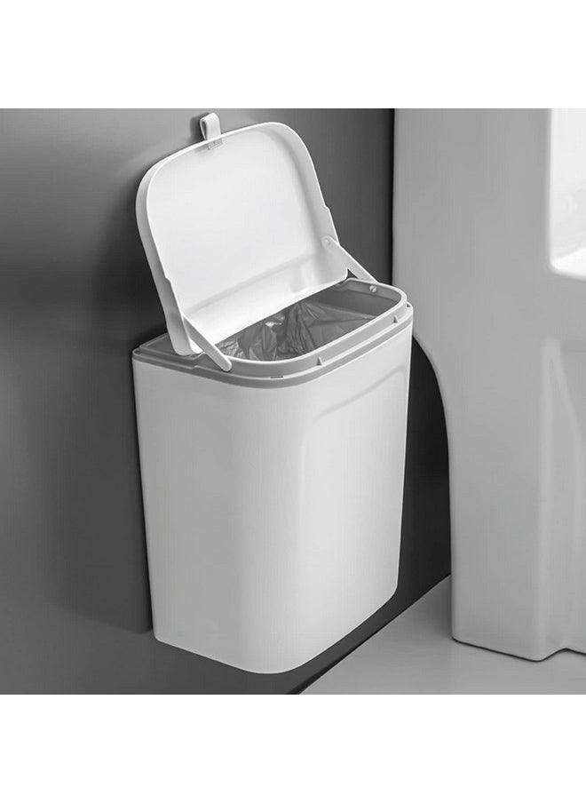 HOKIPO - HOKIPO Plastic Hanging/Wall Mounted Dustbin For Bathroom Toilet Kitchen Home Or Office, White, Pack Of 1 (AR3992), Open-Top - Image 1