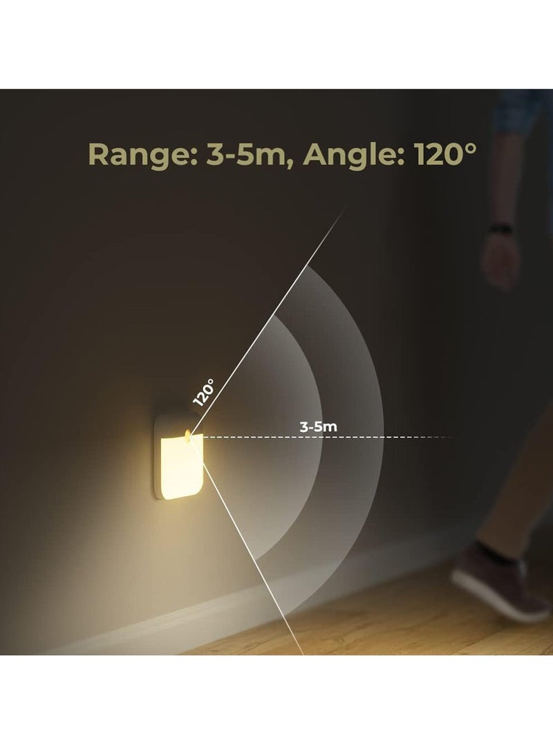 Furtey Smart Motion Sensor Night Light 【Pack of 2】 Type-C Charging Cable, Rechargeable Warm and White Night Lamp with Magnetic Attachment for Bedroom, Hallway, Stairs - Image 2